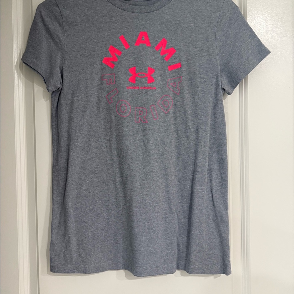 Under Armour Gray T-Shirt with Pink Miami Design